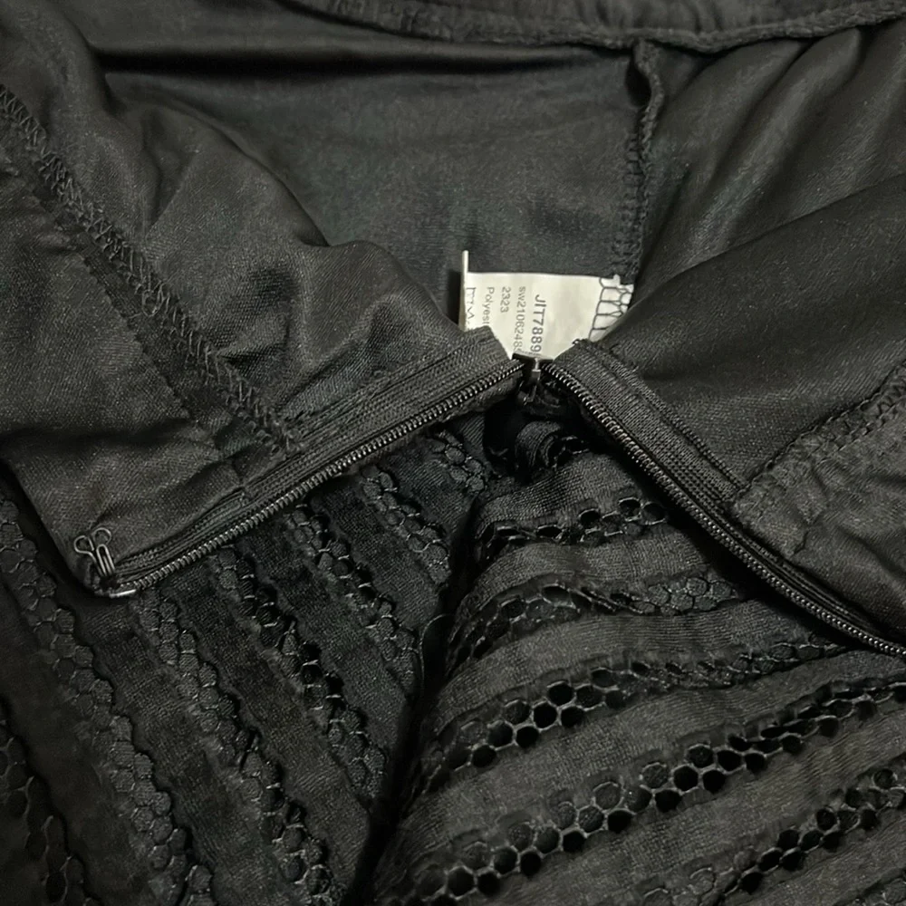 Long Tea Length Black Skirt Fully Lined lace and Ribbon over skirt NWOT - Picture 6 of 12